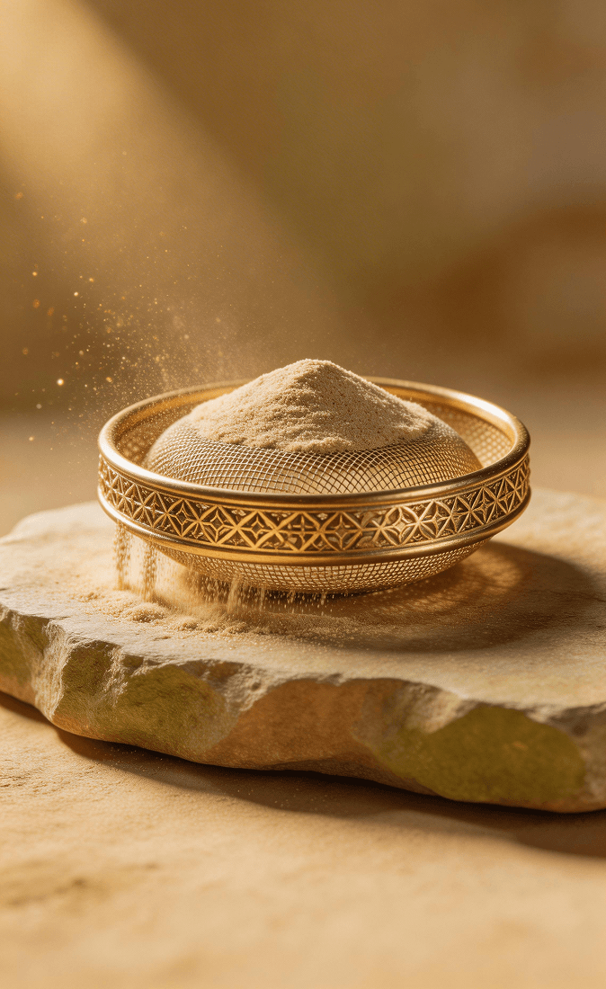 Golden sieve with sand