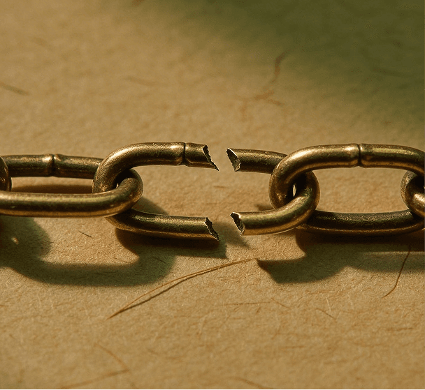 Broken chains representing freedom from debt